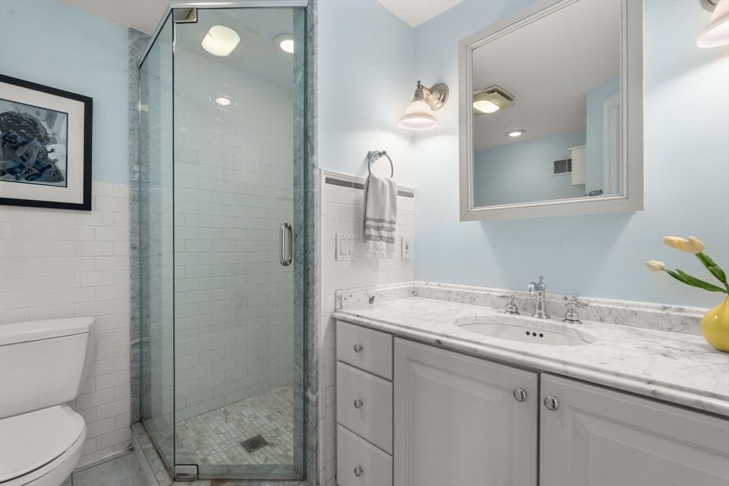Bathroom, Glass Shower, Interior, Recessed Lighting