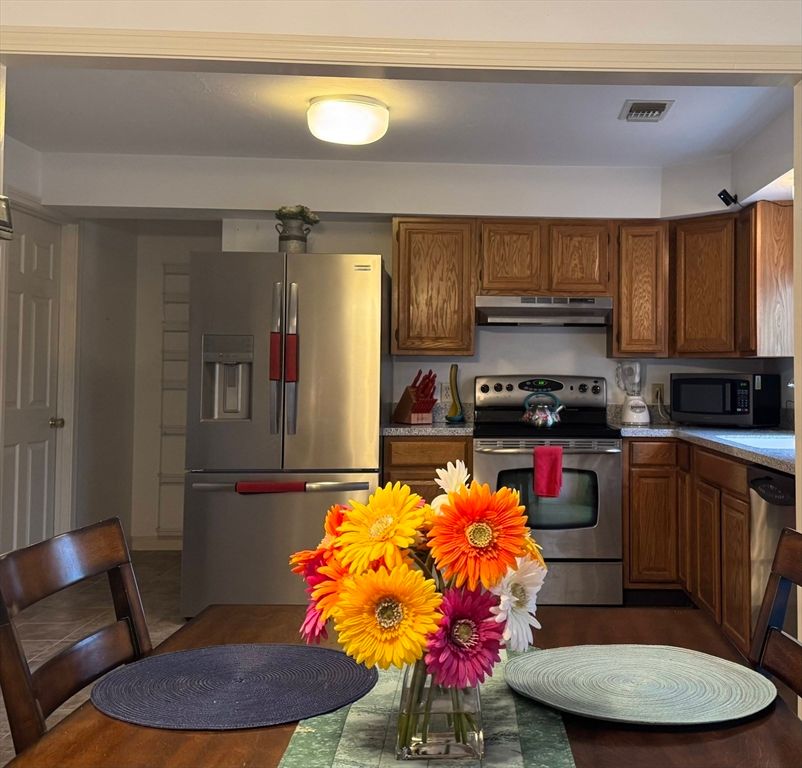 Interior, Kitchen, Stainless Steel Appliances, Wood Texture Flooring