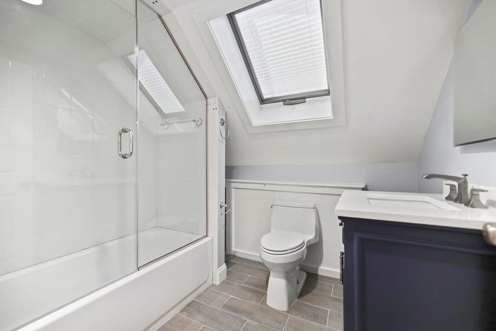 Bathroom, Glass Shower, Interior, Wood Texture Flooring