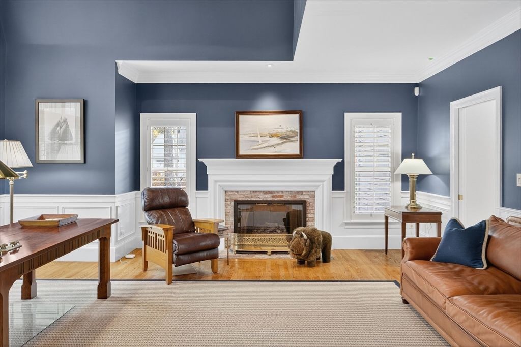 Fireplace, Interior, Recessed Lighting, Wood Texture Flooring