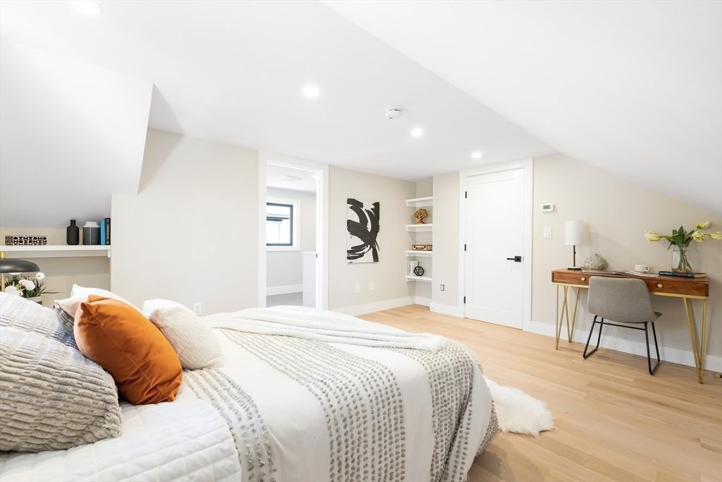 Bedroom, Home Office, Interior, Recessed Lighting, Wood Texture Flooring