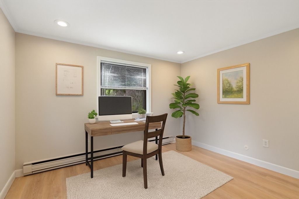 Home Office, Interior, Recessed Lighting, Wood Texture Flooring