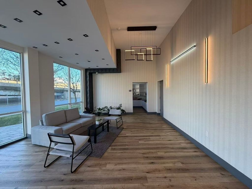 Interior, Living room, Pendant Lights, Recessed Lighting, Water, Wood Texture Flooring