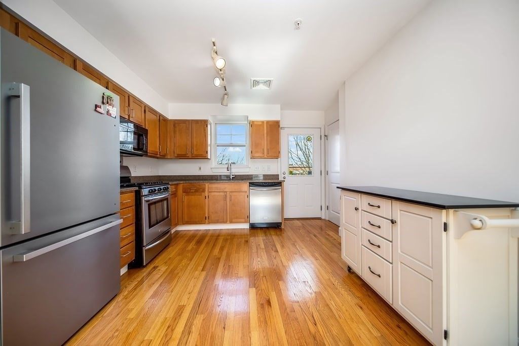 Interior, Kitchen, Stainless Steel Appliances, Wood Texture Flooring