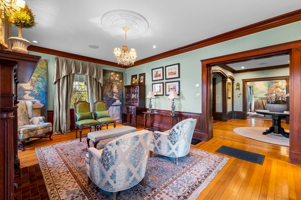 Chandelier, Interior, Living room, Recessed Lighting, Wood Texture Flooring