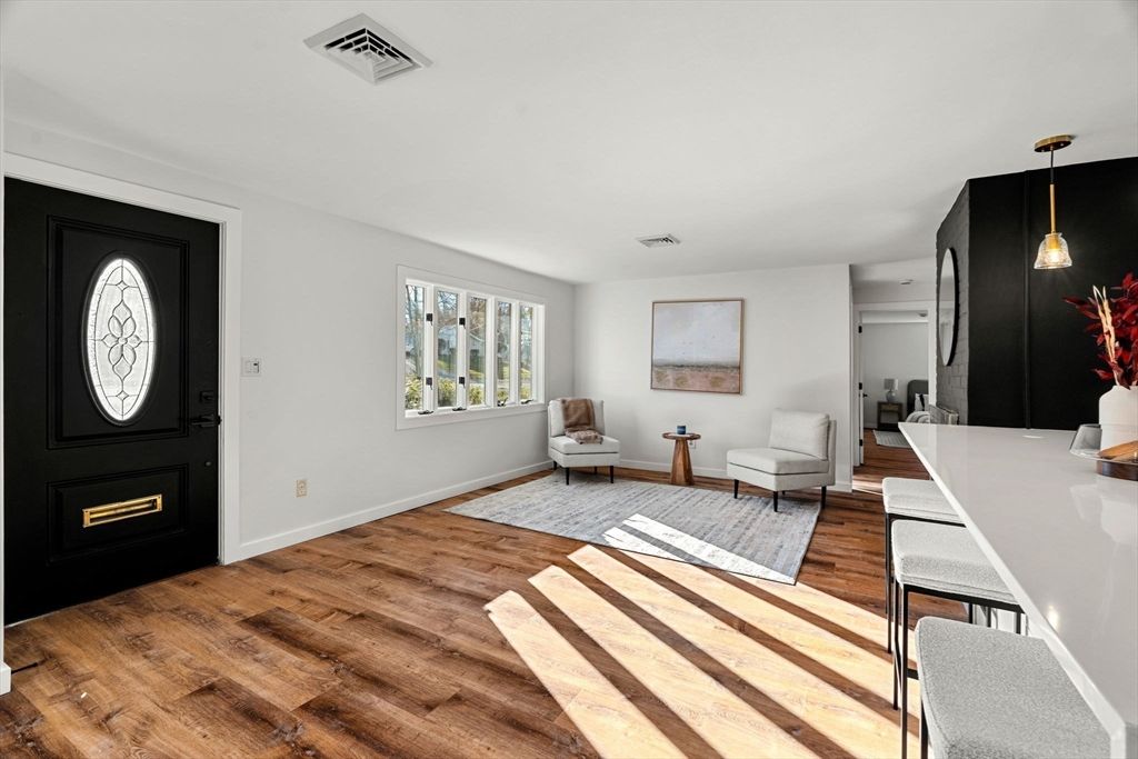 Fireplace, Interior, Pendant Lights, Wood Texture Flooring