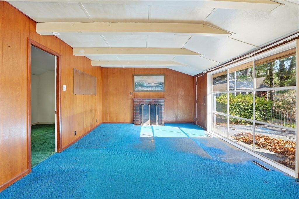 Empty room, Fireplace, Interior, Wooden Walls