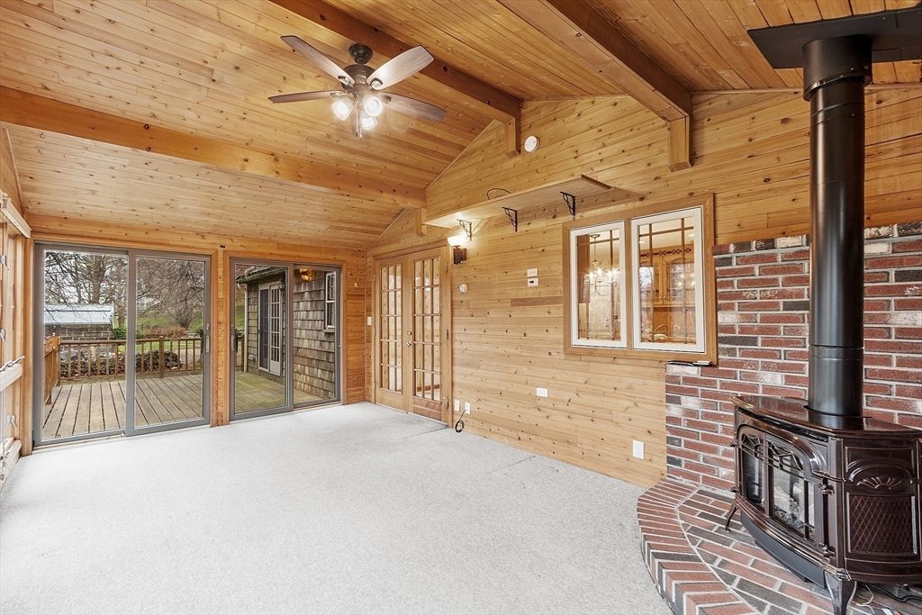 Empty room, Fireplace, Interior, Stone Walls, Wooden Beams, Wooden Ceilings, Wooden Walls