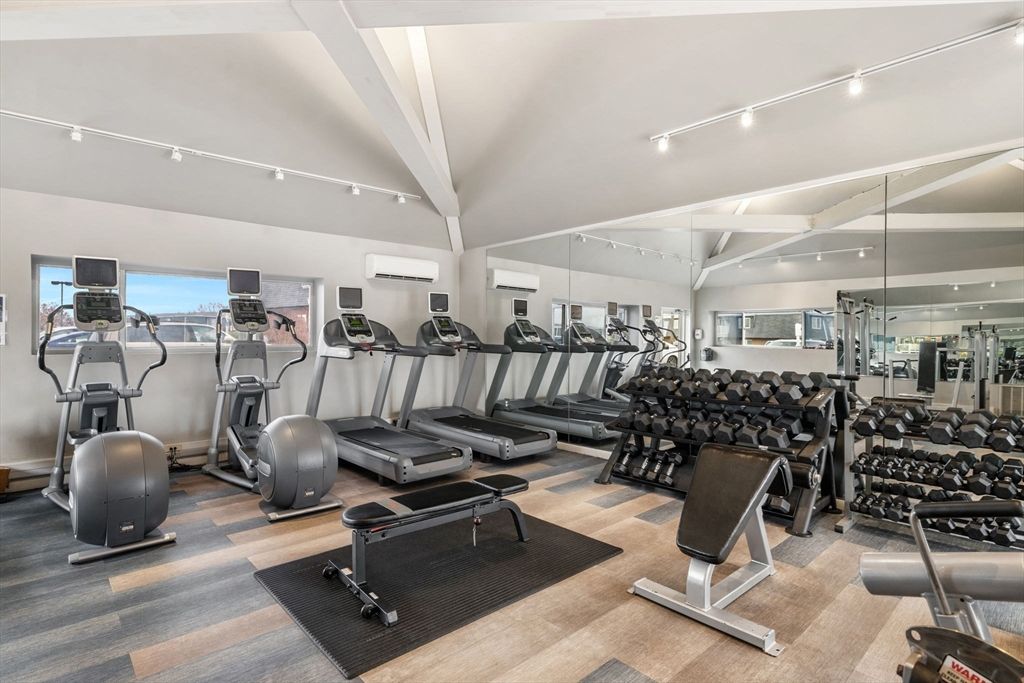 Fitness Equipment, Gym, Interior, Wood Texture Flooring