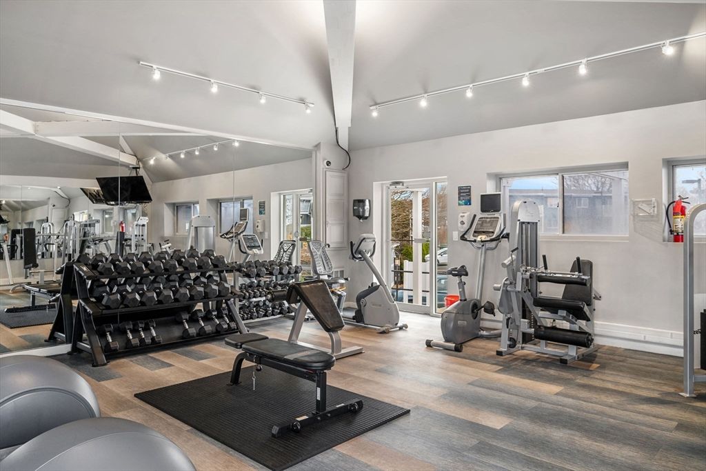 Fitness Equipment, Gym, Interior, Wood Texture Flooring