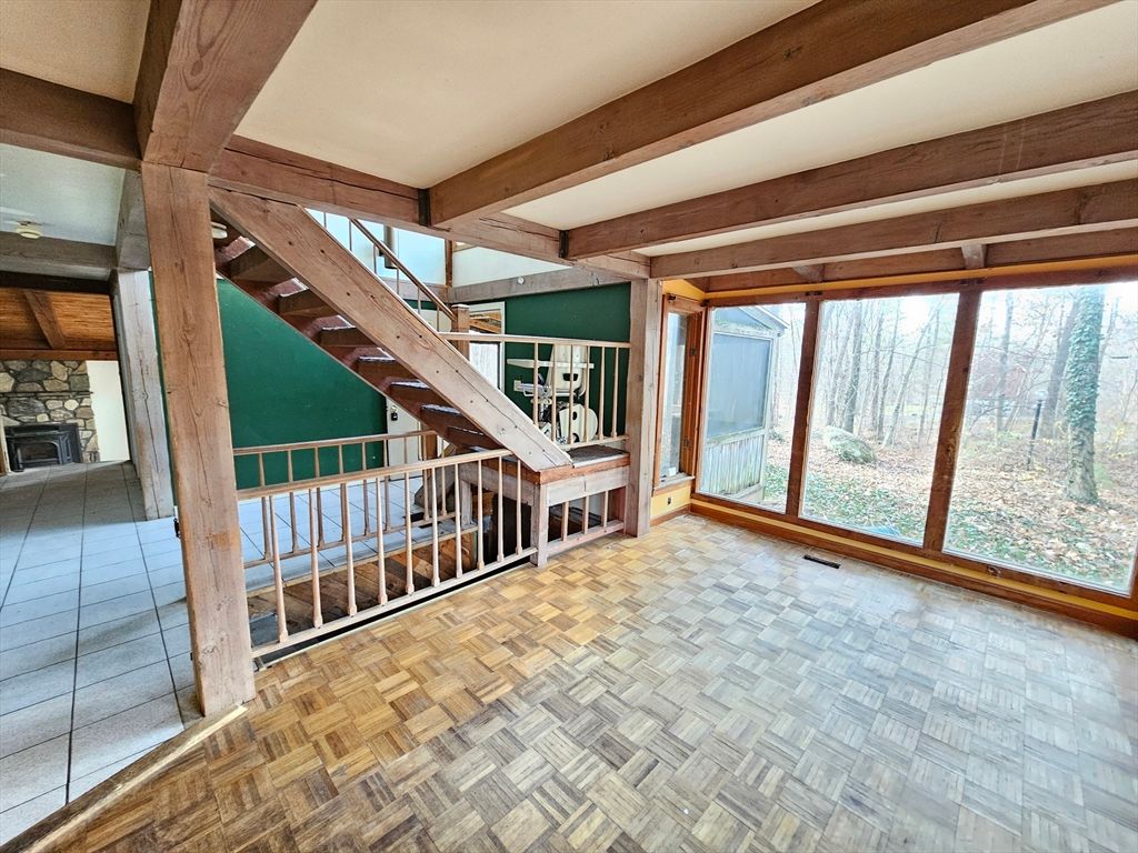 Fireplace, Interior, Wooden Beams