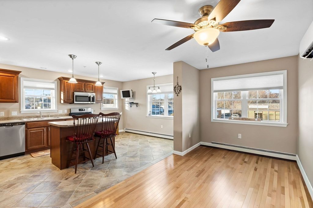 Interior, Kitchen, Pendant Lights, Recessed Lighting, Wood Texture Flooring