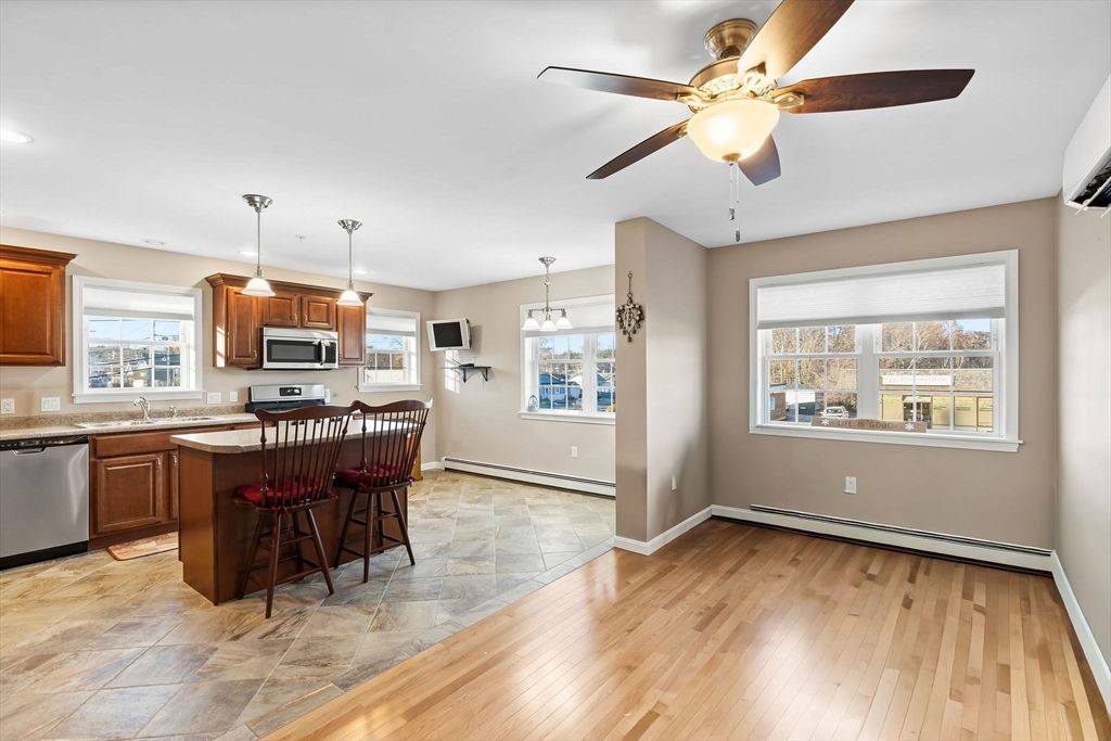 Interior, Kitchen, Pendant Lights, Recessed Lighting, Wood Texture Flooring