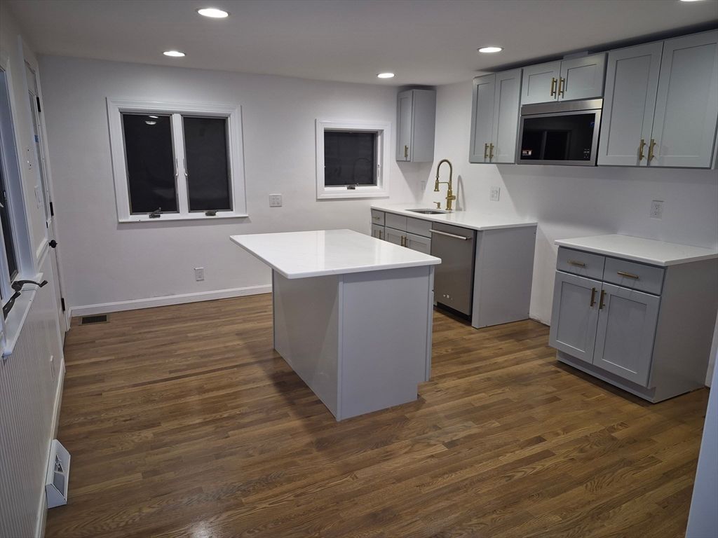 Interior, Kitchen, Recessed Lighting, Wood Texture Flooring