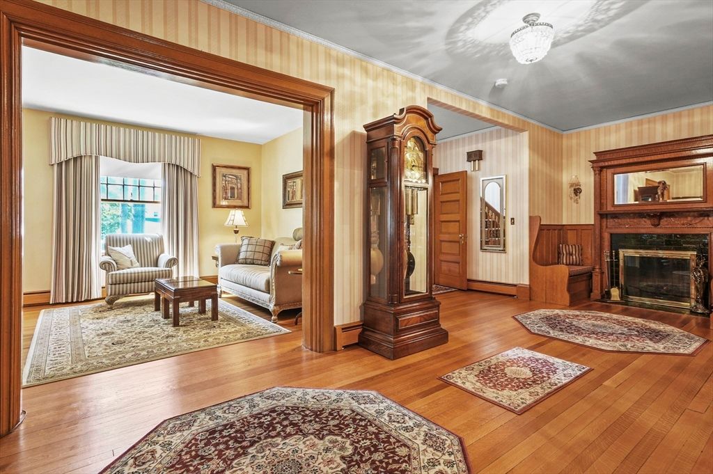 Fireplace, Interior, Living room, Wood Texture Flooring