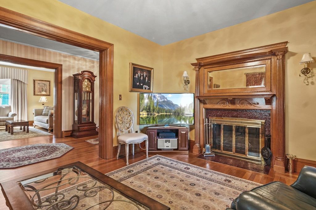Fireplace, Interior, Wood Texture Flooring