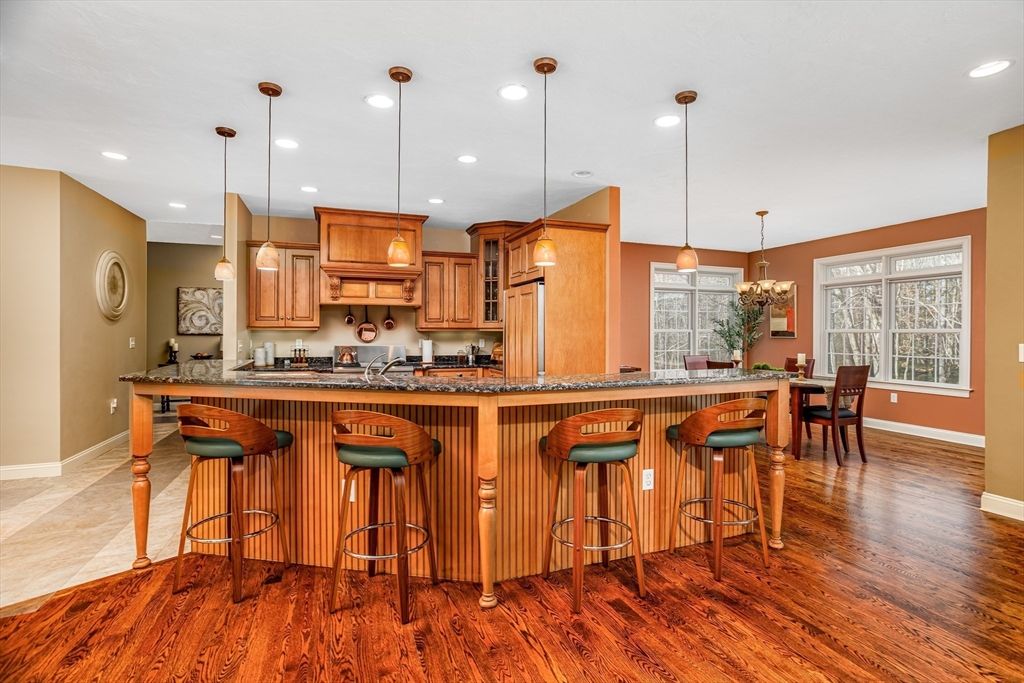 Interior, Kitchen, Pendant Lights, Recessed Lighting, Wood Texture Flooring