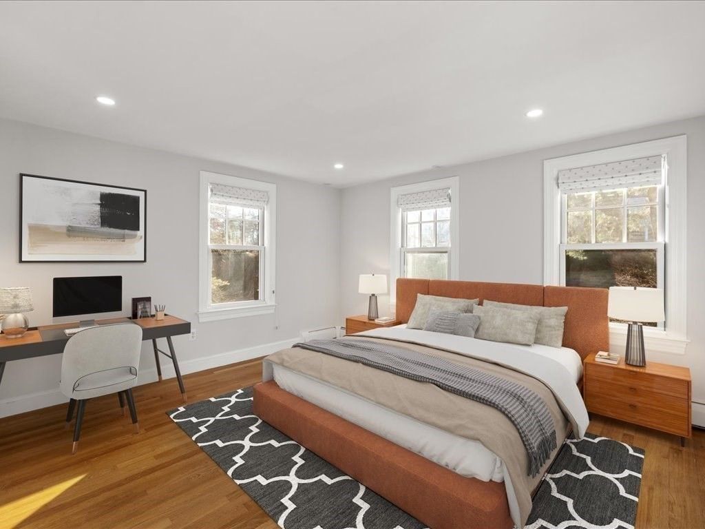 Bedroom, Home Office, Interior, Recessed Lighting, Wood Texture Flooring