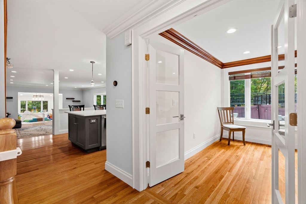 Interior, Kitchen, Pendant Lights, Recessed Lighting, Wood Texture Flooring