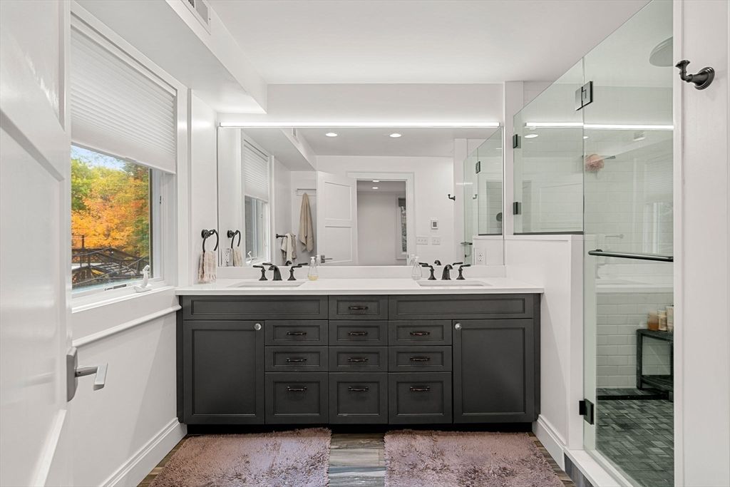 Bathroom, Dual Sink Vanities, Glass Shower, Interior, Recessed Lighting