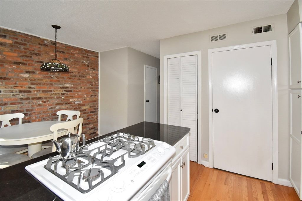 Interior, Kitchen, Pendant Lights, Stone Walls, Wood Texture Flooring