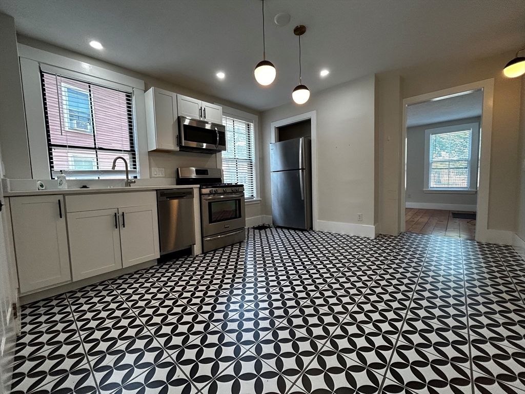 Interior, Kitchen, Pendant Lights, Recessed Lighting, Stainless Steel Appliances