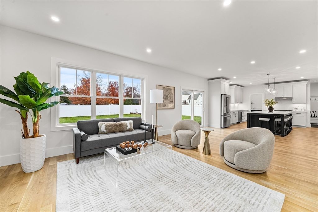 Interior, Kitchen, Living room, Pendant Lights, Recessed Lighting, Stainless Steel Appliances, Wood Texture Flooring