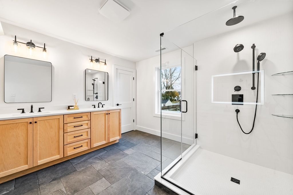 Bathroom, Dual Sink Vanities, Glass Shower, Interior
