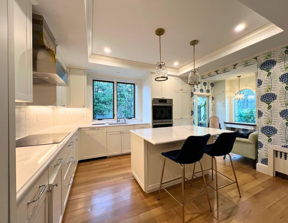 Interior, Kitchen, Pendant Lights, Recessed Lighting, Wood Texture Flooring