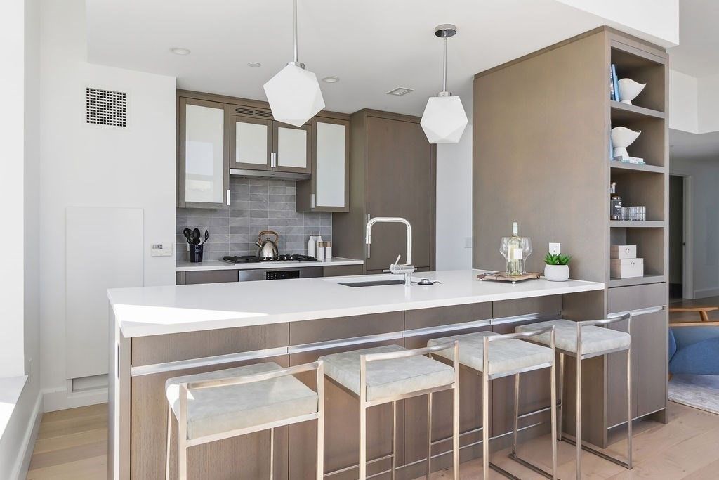 Interior, Kitchen, Pendant Lights, Recessed Lighting, Wood Texture Flooring