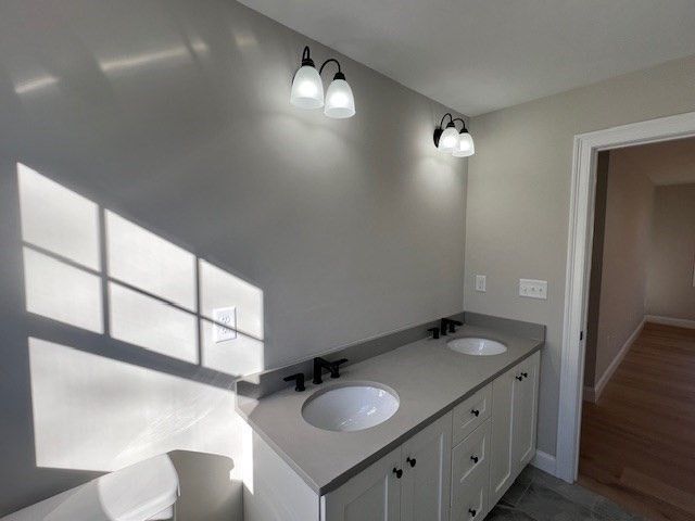 Bathroom, Dual Sink Vanities, Interior, Wood Texture Flooring