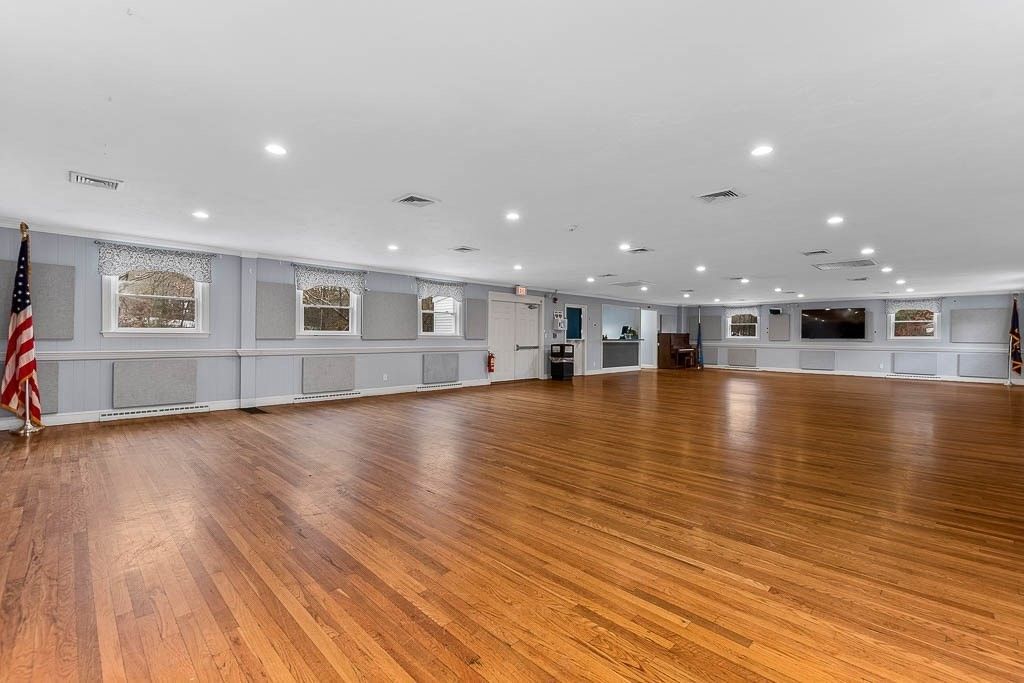 Empty room, Fireplace, Interior, Recessed Lighting, Wood Texture Flooring