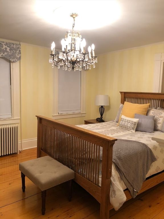 Bedroom, Chandelier, Interior, Wood Texture Flooring