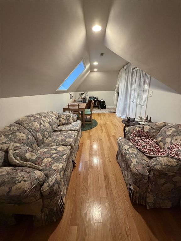 Dining room, Interior, Living room, Recessed Lighting, Wood Texture Flooring