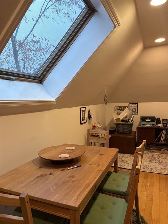 Dining room, Interior, Recessed Lighting, Wood Texture Flooring