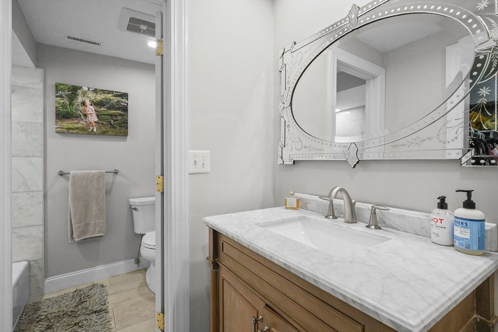Bathroom, Interior, Marble Walls, Recessed Lighting