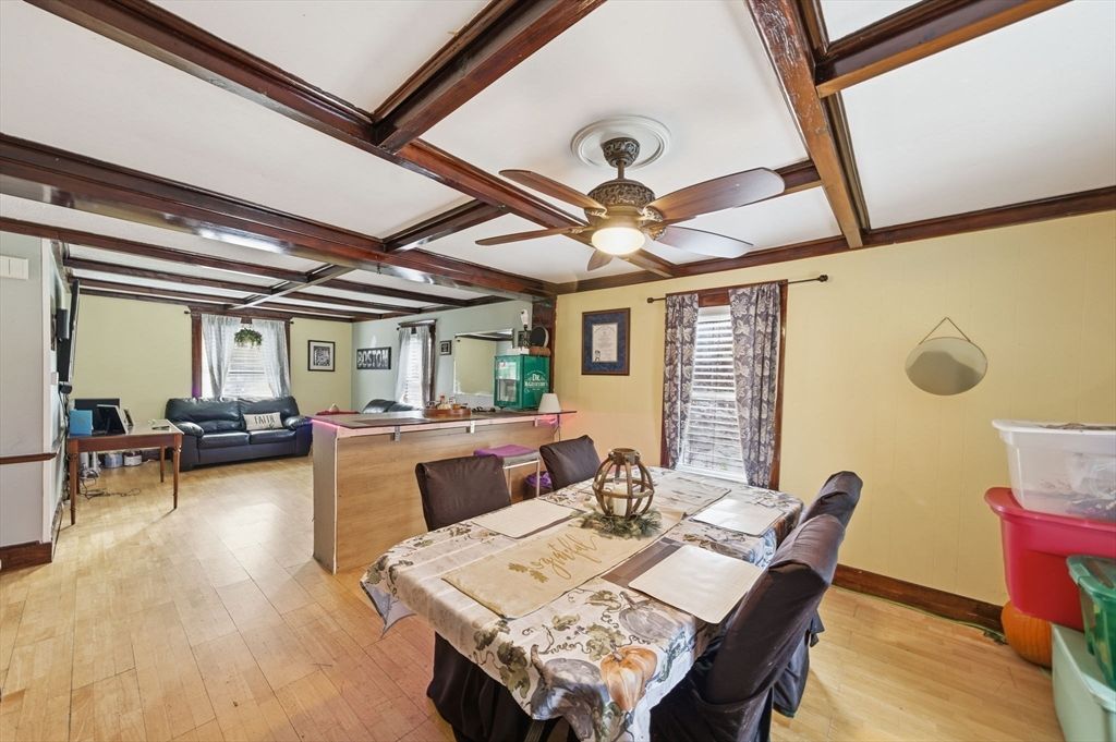 Dining room, Interior, Living room, Wooden Beams, Wood Texture Flooring