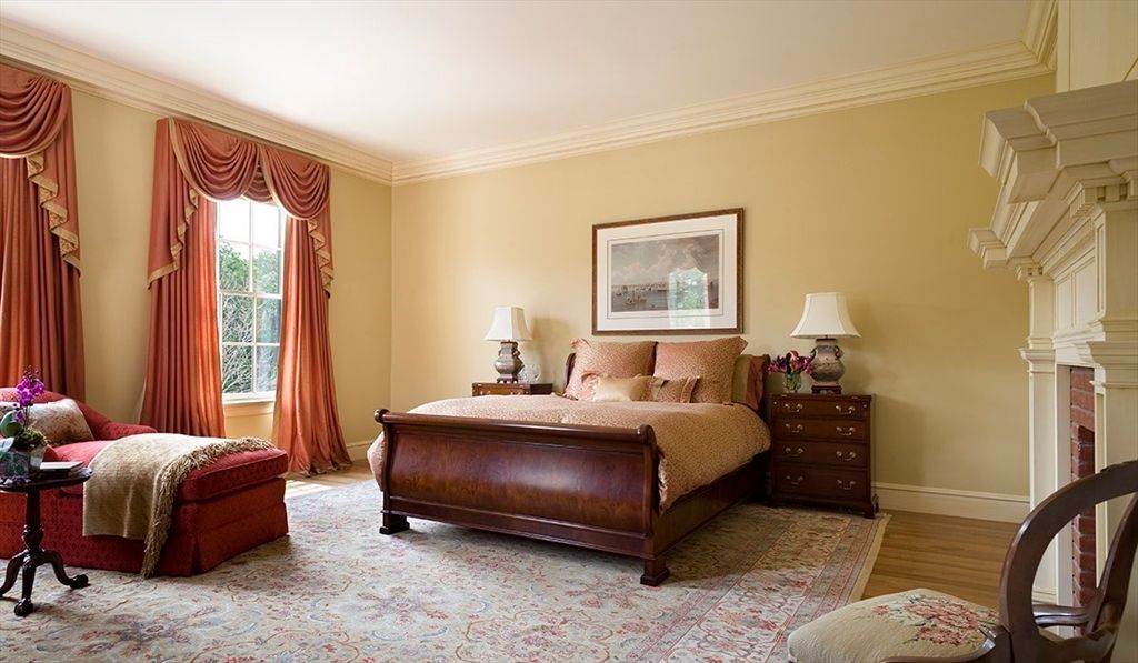 Bedroom, Fireplace, Interior, Wood Texture Flooring