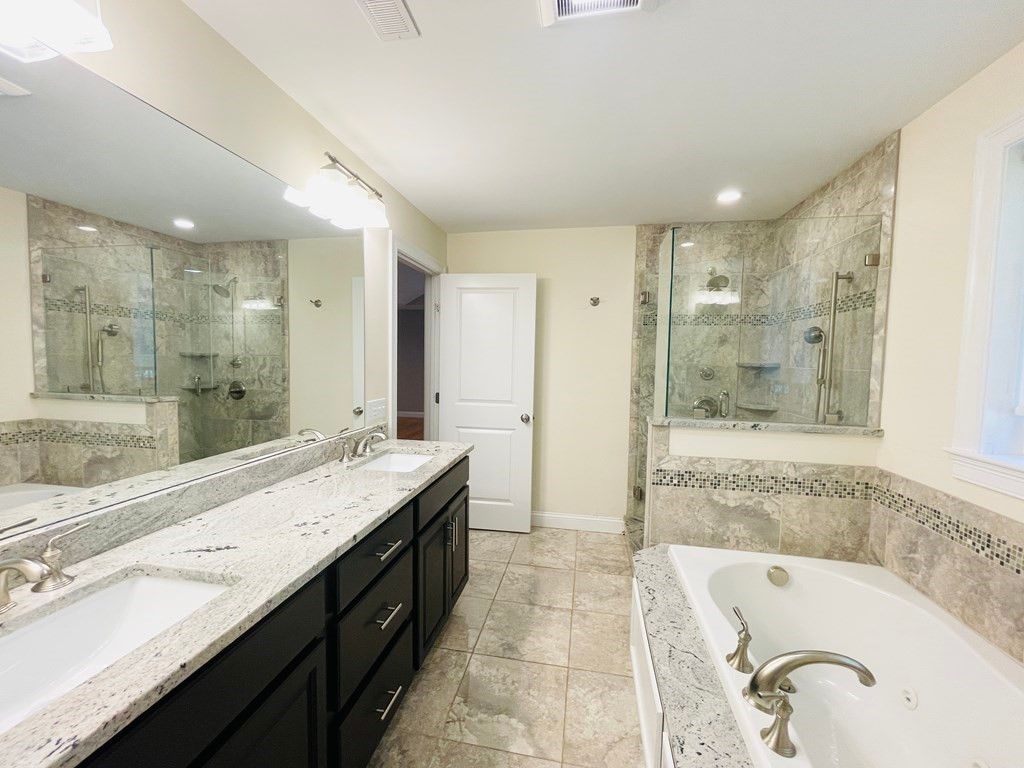 Bathroom, Dual Sink Vanities, Glass Shower, Interior, Recessed Lighting