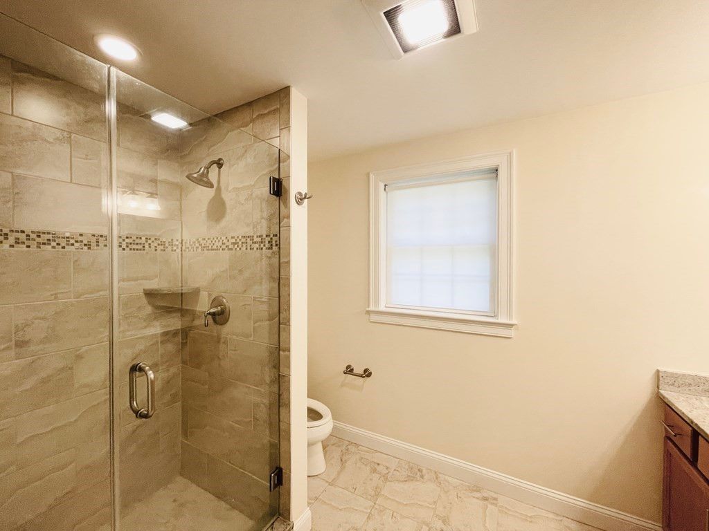 Bathroom, Glass Shower, Interior, Marble, Recessed Lighting