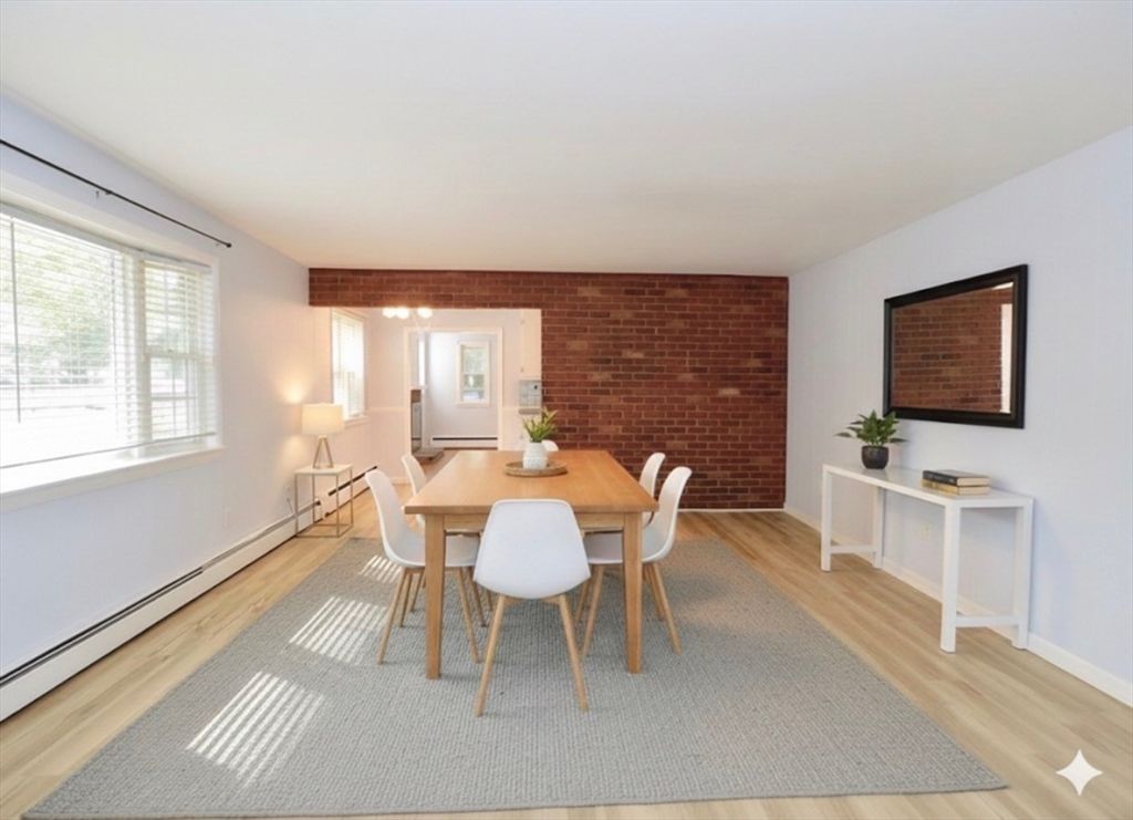 Dining room, Interior, Stone Walls, Wood Texture Flooring
