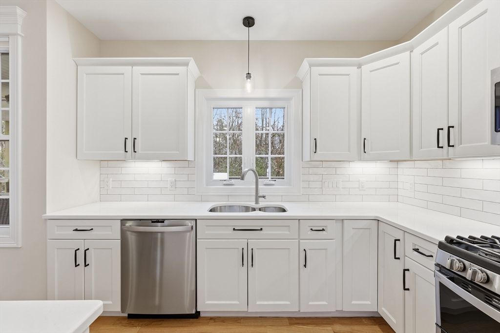 Interior, Kitchen, Pendant Lights, Stainless Steel Appliances, Wood Texture Flooring