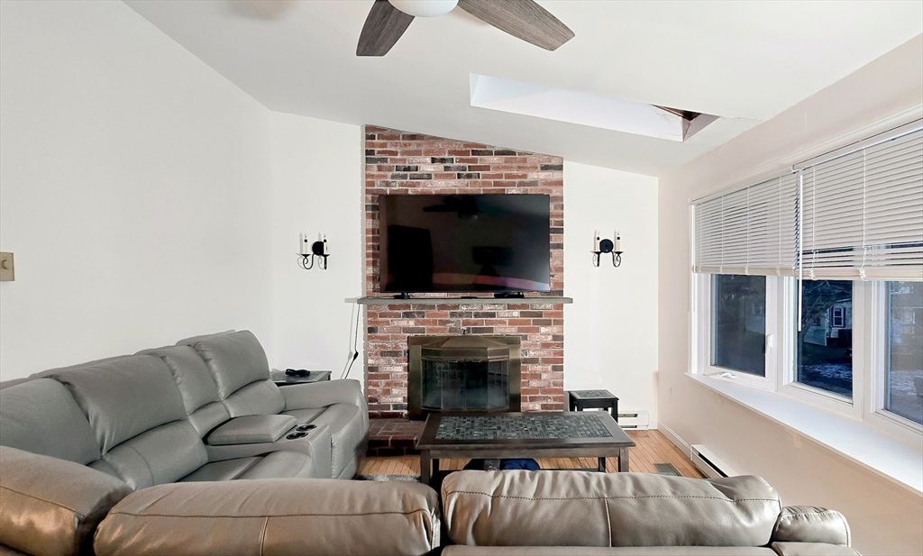 Fireplace, Interior, Living room, Stone Walls, Wood Texture Flooring