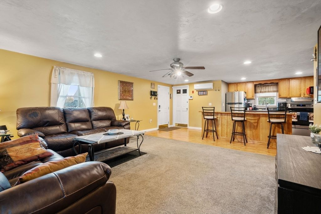 Interior, Kitchen, Living room, Recessed Lighting, Stainless Steel Appliances, Wood Texture Flooring