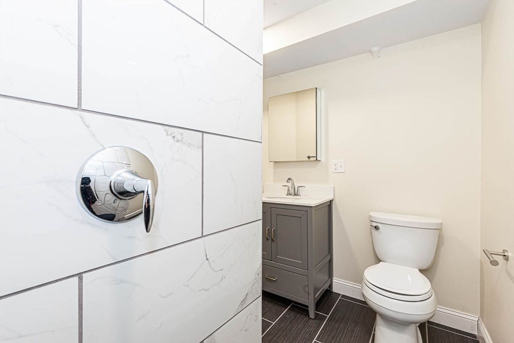 Bathroom, Interior, Marble Walls, Wood Texture Flooring