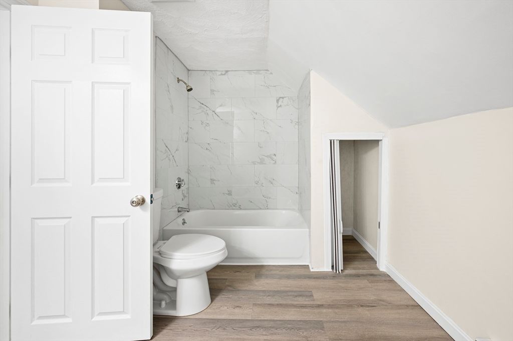 Bathroom, Interior, Marble Walls, Wood Texture Flooring