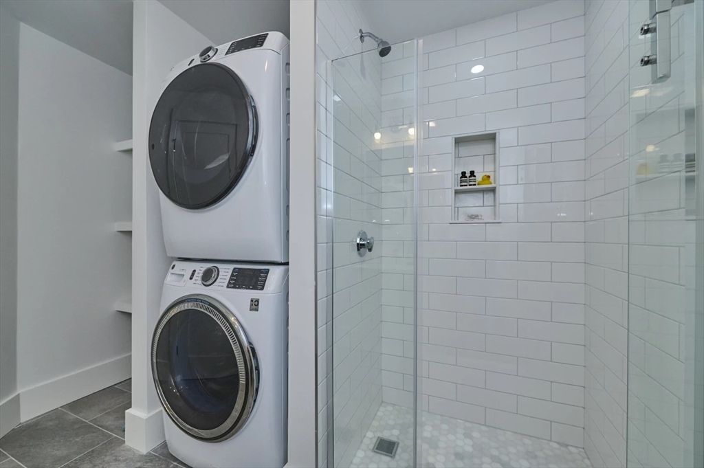 Bathroom, Glass Shower, Interior, Recessed Lighting, Washer