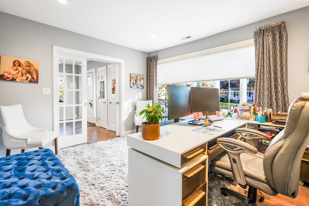 Home Office, Interior, Recessed Lighting, Wood Texture Flooring