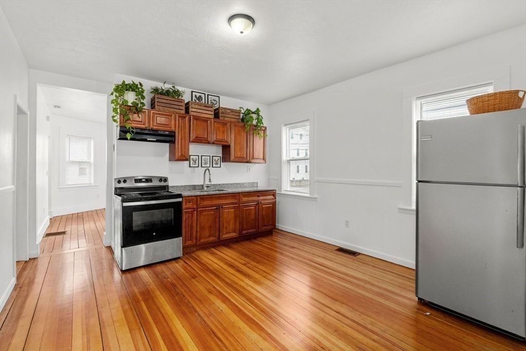 Interior, Kitchen, Stainless Steel Appliances, Wood Texture Flooring
