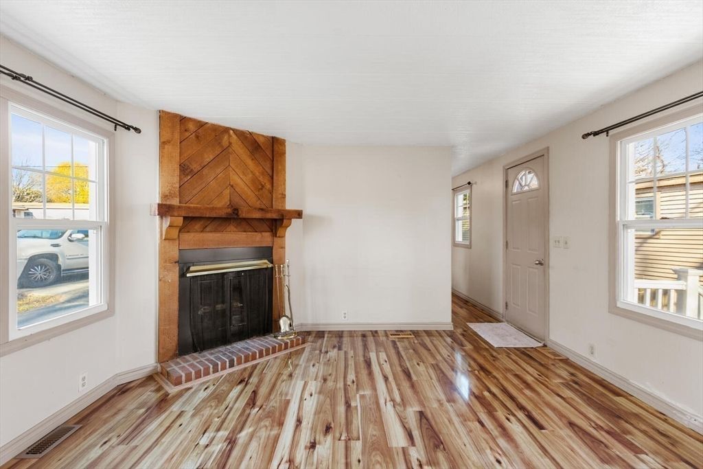 Empty room, Fireplace, Interior, Wood Texture Flooring, Wooden Walls
